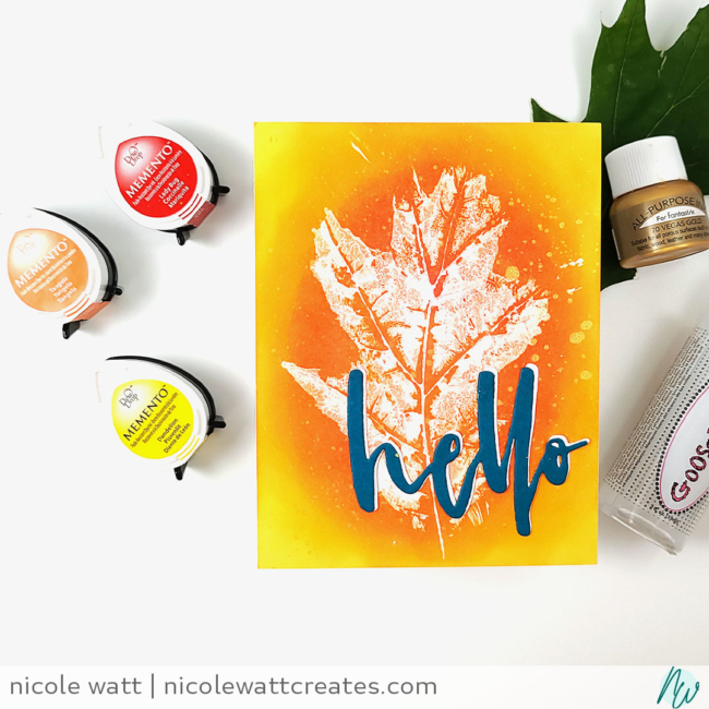 fall leaf print card featuring imagine crafts goosebumps liquid and memento inks