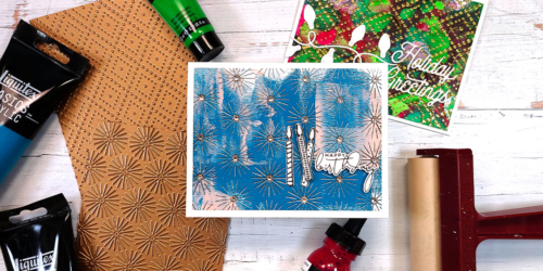 greeting card featuring Starburst and Birthday Candle Background hot foil plates by Spellbinders, and Liquitex acrylics, by Nicole Watt - Nicole Watt Creates (nicolewattcreates.com)